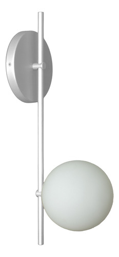 Arandela Bari Globo 12 Jabuticaba Prata Fosco C/led Quente Estrutura Prateado