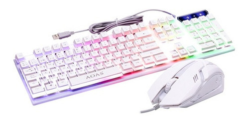 Combo Gamer Teclado Y Mouse Luz Led Rgb Kit 2 X 1 Usb Ps4 Pc Color Del Mouse Blanco Color Del Teclado Blanco