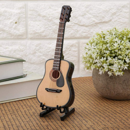Guitarra En Miniatura, Mini Modelo De Guitarra En Miniatura De Madera Con Soporte De Guitarra Modelo De Pantalla Mini Adornos Para Decoración De Oficina En Casa Cumpleaños De Navidad(16 Cm)