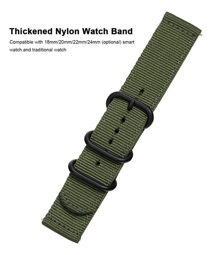 Correa De Reloj De Nailon De 24 Mm De Liberación Rápida Con