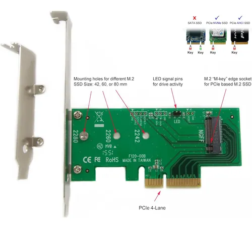 Adaptador Pcie M.2 Pexm2 A Ssd Ableconn