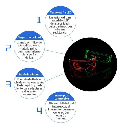 . 7 Colores Neón Leds Brillo Fiesta Gafas Luminosas