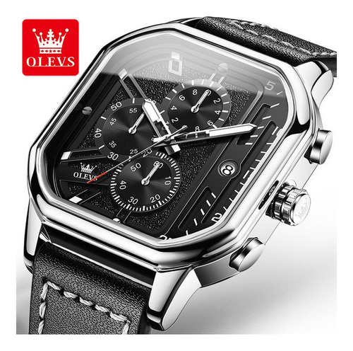 Reloj Olevs Luminous Square Con Calendario Cronógrafo