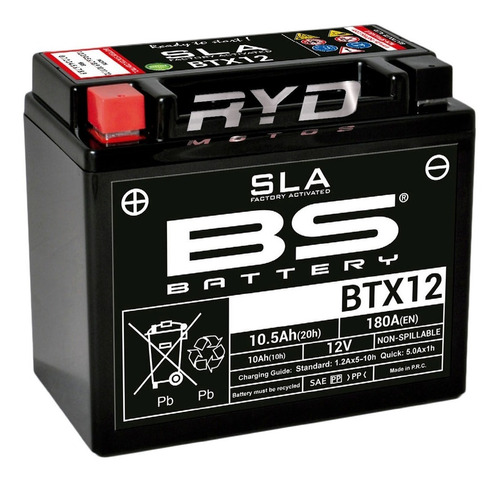 Batería Btx12 = Ytx12- Bs Kawasaki Ninja Zx-6 Bs Battery Ryd