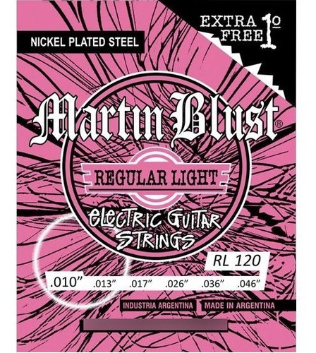 Encordado Martin Blust Guitarra Eléctrica 0.10 Rl 120