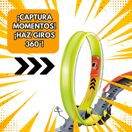 Pista De Carrera Track Racer Giro 360° 26 Piezas Con Auto Color Naranja Oscuro
