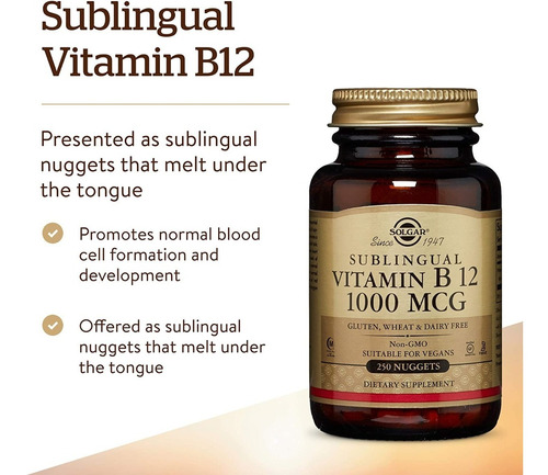 Solgar Vitamina B12 1000 Mcg, 250 Nuggets