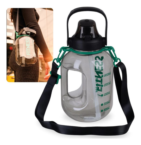 Garrafa 1,8l Alça Suporta Celular + Garrafa 750ml Com Capa