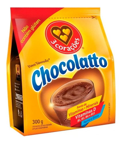 Achocolatado Em Pó Chocolatto Refil Sachê 300g 3 Corações