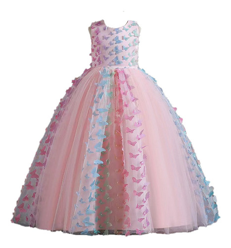 Vestido De Tul Para Niñas Con Diseño De Mariposas