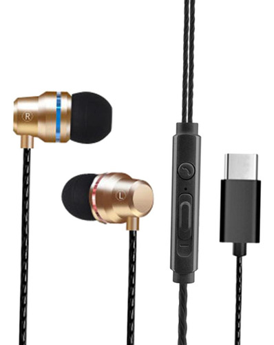 Auriculares Universales Usb C Con Cable Dorado Dorado