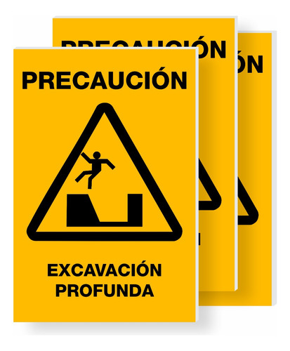 Señalamiento Precaución Excavación Profunda 30x20 3 Piezas