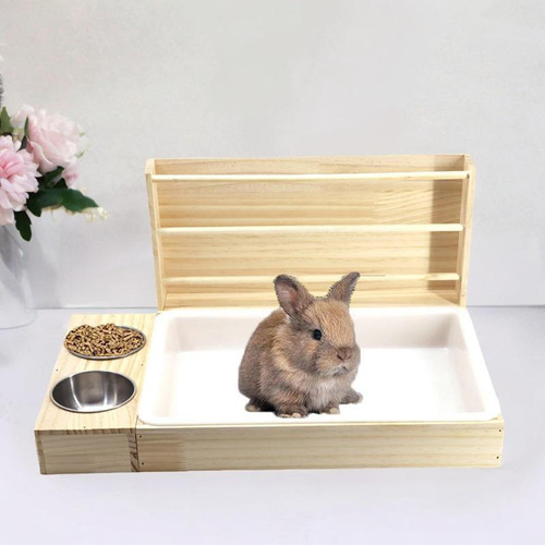 3 En 1 Alimentador De Heno De Conejo Con Caja De Arena,
