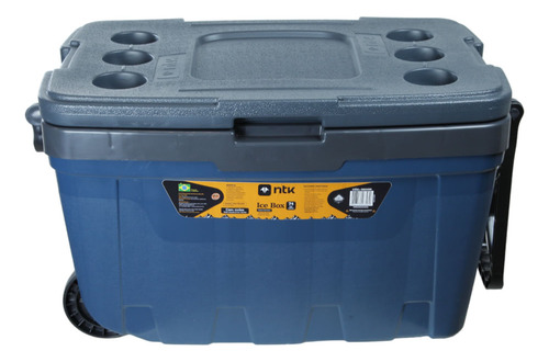 Caixa Termica Ice Box Cooler 54l C/rodas (cinza/azul) - Ntk