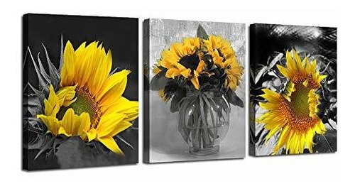 Ardemy Canvas Wall Art Flowers Yellow Sunflower Painting Pri
