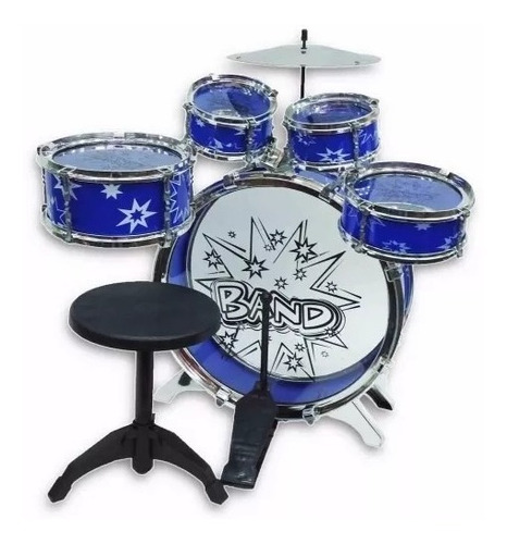 Set Batería Musical 5 Tambores Niños Azul Percusión 28832