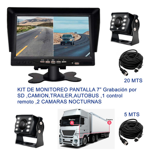 Kit 2 Camaras Con Pantalla 7  ,montacarga Trailer Autobus 