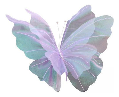 2 Mariposa Artificial De Hilo De Seda, Gasa Gigante, Violeta