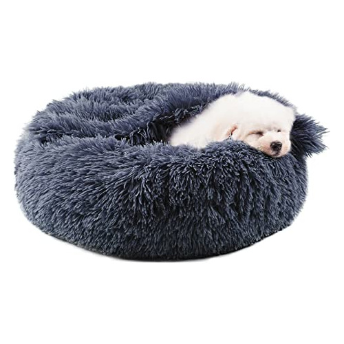 Dog Beds For Small Dogs, Donut Dog Bed With Blanket Att...