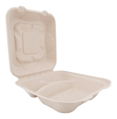 Wecare-200 Contenedores 3div 8x8 Biodegradable Y Compostable