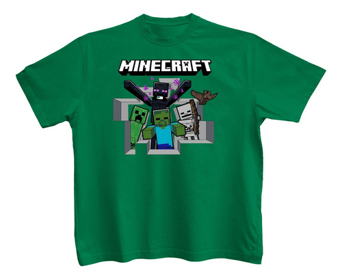 Playera Infantil Minecraft Videojuego Enemigos Estilo Casual