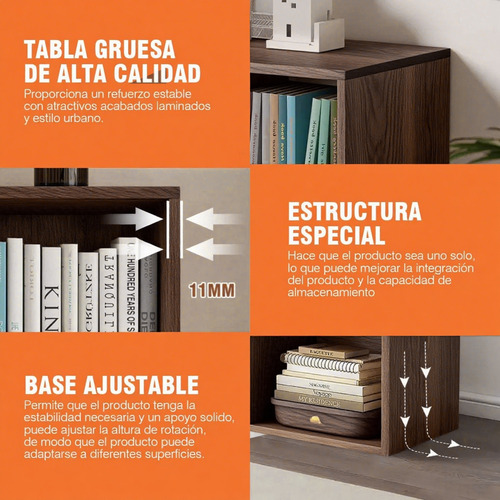 Librero Organizador Cubos Apilables De Madera Multifuncional