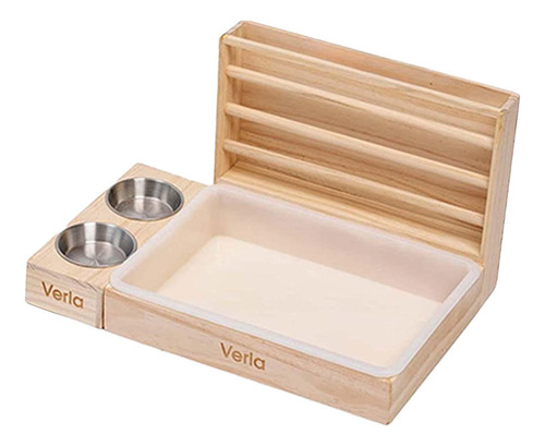 Alimentador De De Conejos Con 2 Tazones Y Caja De Arena Rack