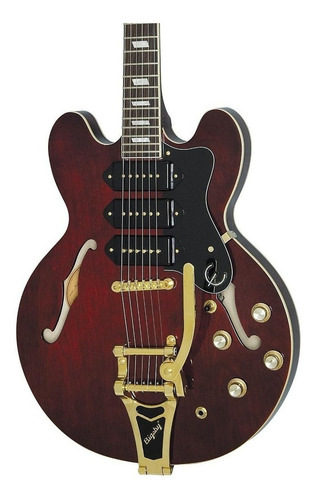 Guitarra eléctrica Epiphone Archtop Riviera Custom P93 es thin line de arce wine red con diapasón de palo de rosa
