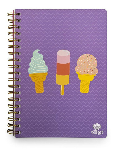 Cuaderno Diseño Helado Lila Espiral 80 Hojas Lineadas