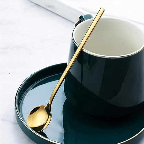 Juego De 12 Cucharas De Café Doradas Con Mango Largo For Ag