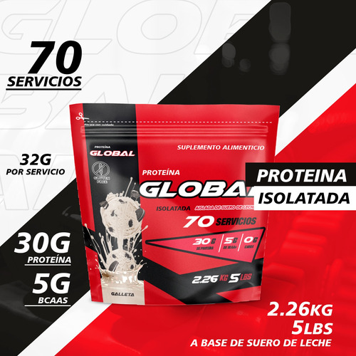 Proteína Isolate Global Protein 2.26kg 5lbs En Bolsa Galleta