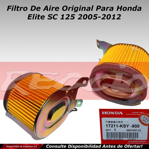 Filtro De Aire Orig Honda Elite 125  2005-2012 Reggio Motos 