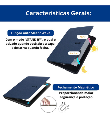 Capa Lisa Com Alça Proteção Para Kindle 2021 11 Geração 6.8'