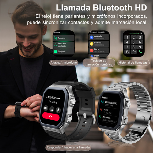Smartwatch aitafy ids06 Reloj inteligente hombre GPS Llamada Bluetooth brújula de barómetro 5ATM Resistente al Agua asistente voz IA deportivos monitoreo de salud Correa de metal Resistente a caídas