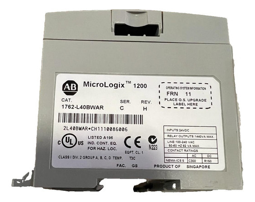 Plc Allen-bradley Micrologix 1200 Cat 1762-l40bwar
