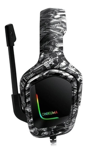 Imagen 3 de 3 de Audífonos gamer Onikuma K20 camuflaje negro con luz rgb LED