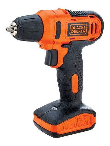 Imagen 3 de 4 de Taladro inalámbrico de 10mm Black+Decker LD12SC 12V + accesorios con maletín de transporte 110V/220V