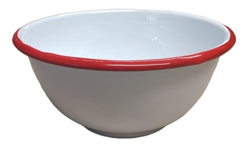 Bowl Nonfork Enlozado Vintage 17,5 X 8 Cm Con Borde Rojo X3