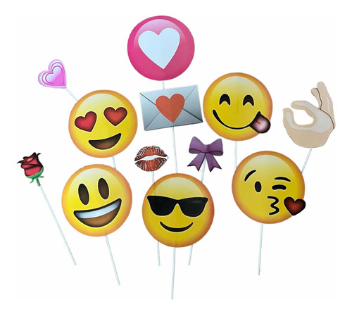 Props Para Fotos Emoticones Emojis Románticos Casamiento X12
