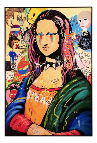 Cuadro Pop Art Mona Lisa Marco De Aluminio 120 X 80 Cm