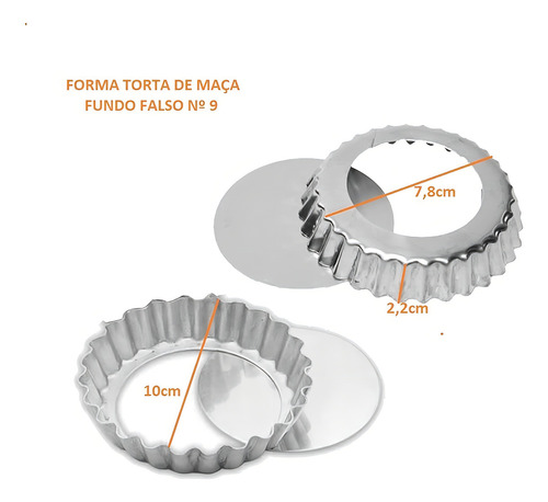 12 Formas Crespa Fundo Removível Alumínio 9 Cm Mini Torta