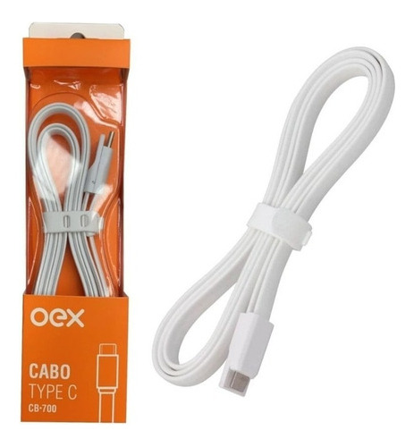 Cabo Conector Usb Tipo-c 1,2m Branco Oex Resistente Cb700