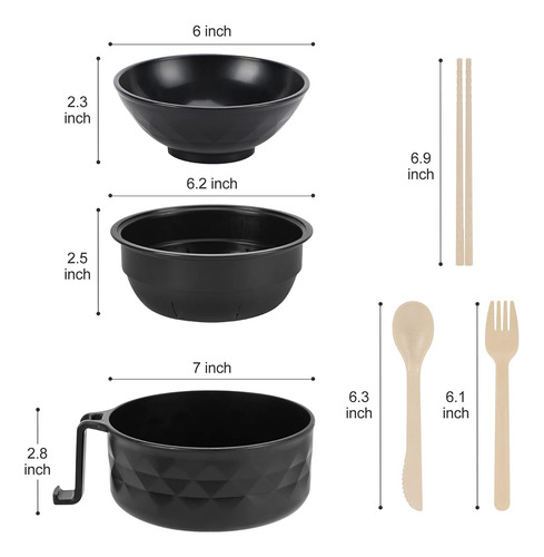Bowl Para Cocinar Ramen En Microondas Set De 6 Piezas