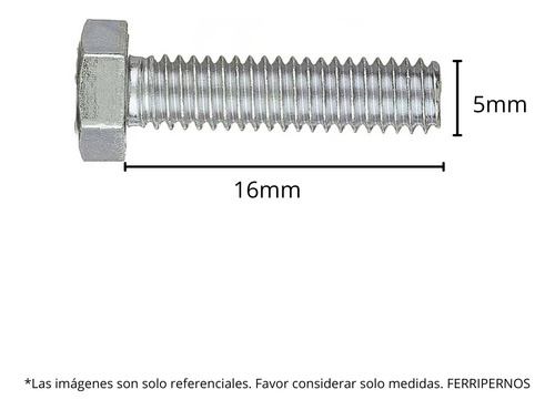 Perno Hexagonal Inoxidable 5-0.8 X 16mm Din933- A2 (10 Uni)