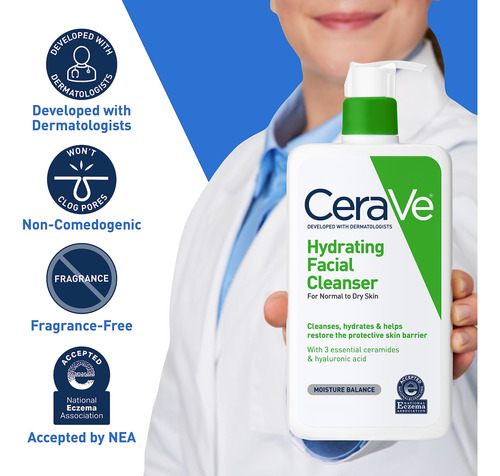Limpiador Facial Cerave Hydrating 473 Ml Con Ácido Hialuróni
