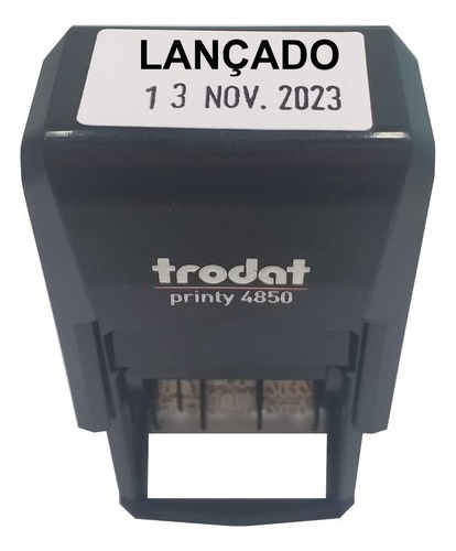 Carimbo Datador Auto-entintado Trodat 4850 C/ Texto Lançado Tinta Preto Exterior Preto