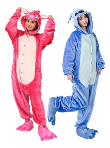 Pack 2 Pijamas Pareja Stitch Adulto Polar Kigurumi Enterito 