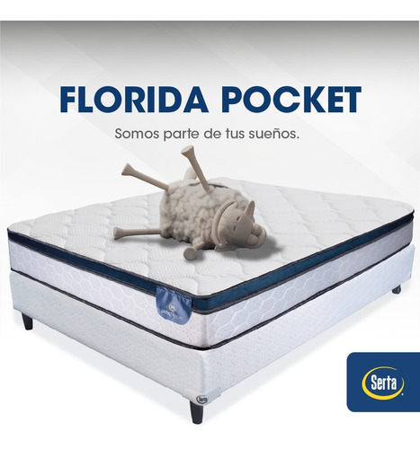 Imagen 2 de 5 de Sommier 1 Plaza Serta Florida 100x190 Resortes Pocket