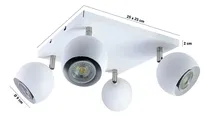 Comprar Lampara Aplique Techo Persa 4 Luces Plafon Cuadrado Bocha Movil Gu10 Blanco Cromo Gioluce 2896-4