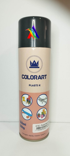 Tinta Spray Preto Brilhante Plasti-k Plástico Colorart 300ml